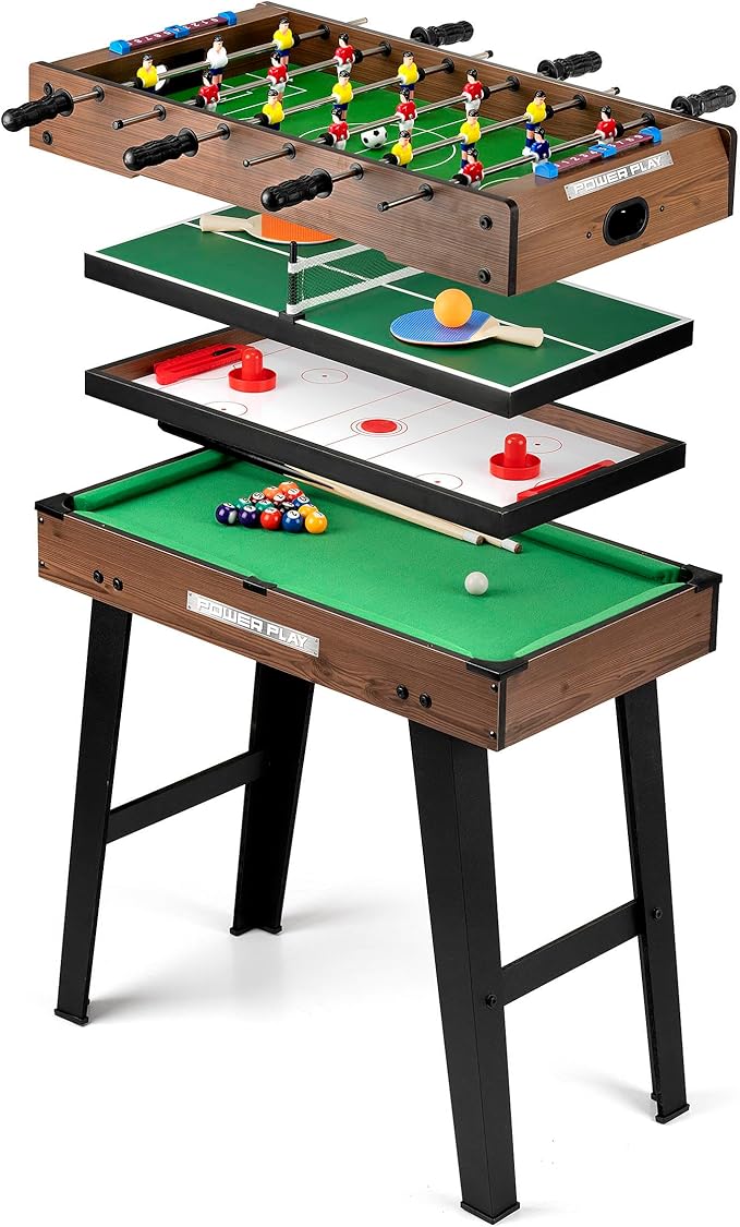 Wooden 4-in-1 (Soccer, Table Tennis, Hockey, Pool) Table Game (87x43x73)
