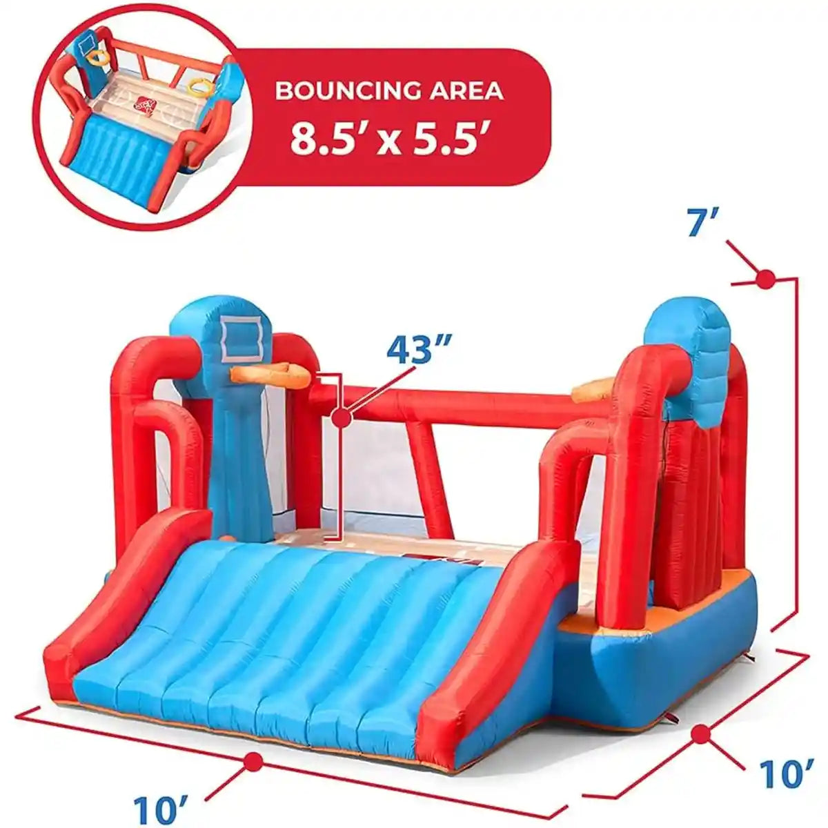 Max Sports Full Court Basketball N Slide Bouncer w/ Extra Heavy Duty Blower