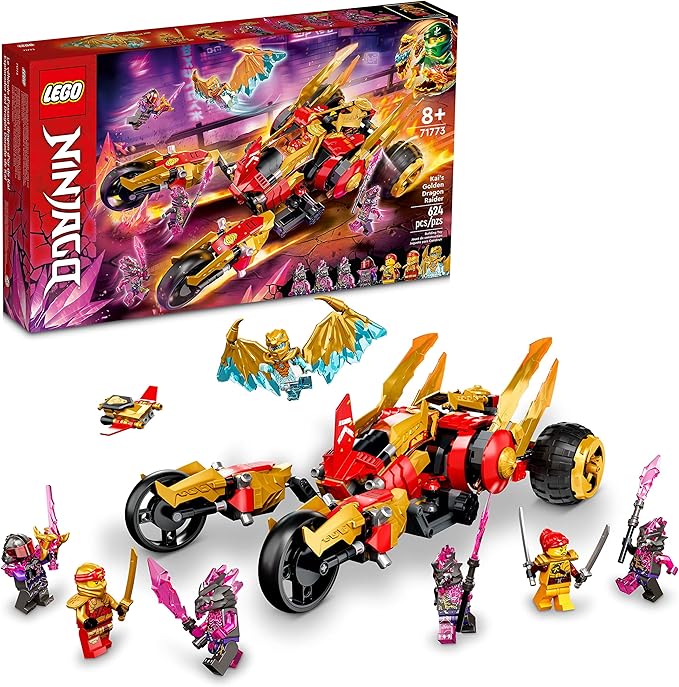 LEGO NINJAGO Kai’s Golden Dragon Raider 71773 Building Kit (624 Pieces)