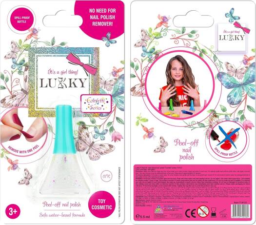 Lukky Peel-Off Nail Polish Confetti 0.19 Fl.Oz. 01К Pearl w/ Glitter