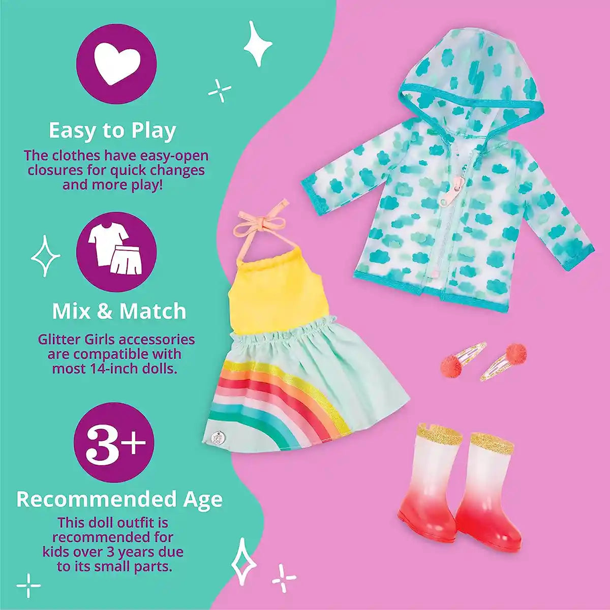 Gliter Girl 14" Doll Deluxe Rainy Day Out - Accessories only