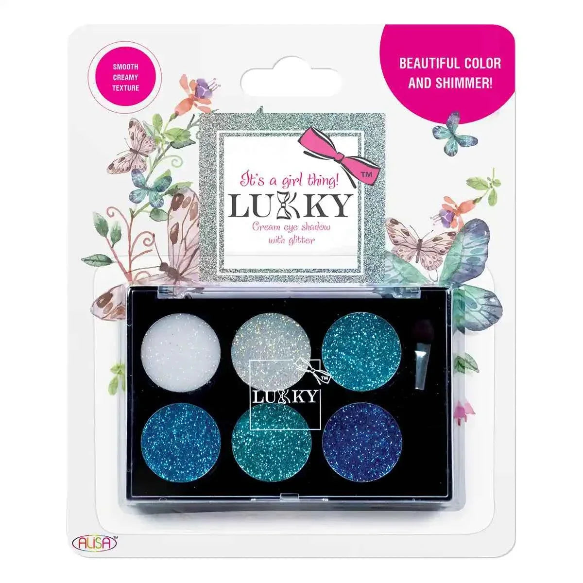 Lukky Eye Shadow Cream w/ Gltr, w/ Applicator Brush (WPB) 0.21Oz - Kiddy Zone