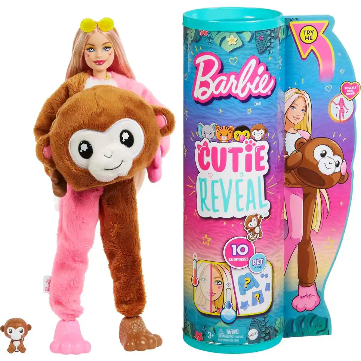 Barbie Cutie Reveal Barbie Jungle Friends Series - Monkey - Kiddy Zone