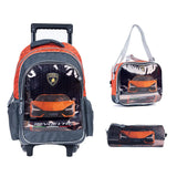 LAMBORGHINI  Trolley Bag 2 Main Compartments and 2 Side Pockets 18"  W/ LUNCH BAG&PENCIL CASE - Kiddy Zone