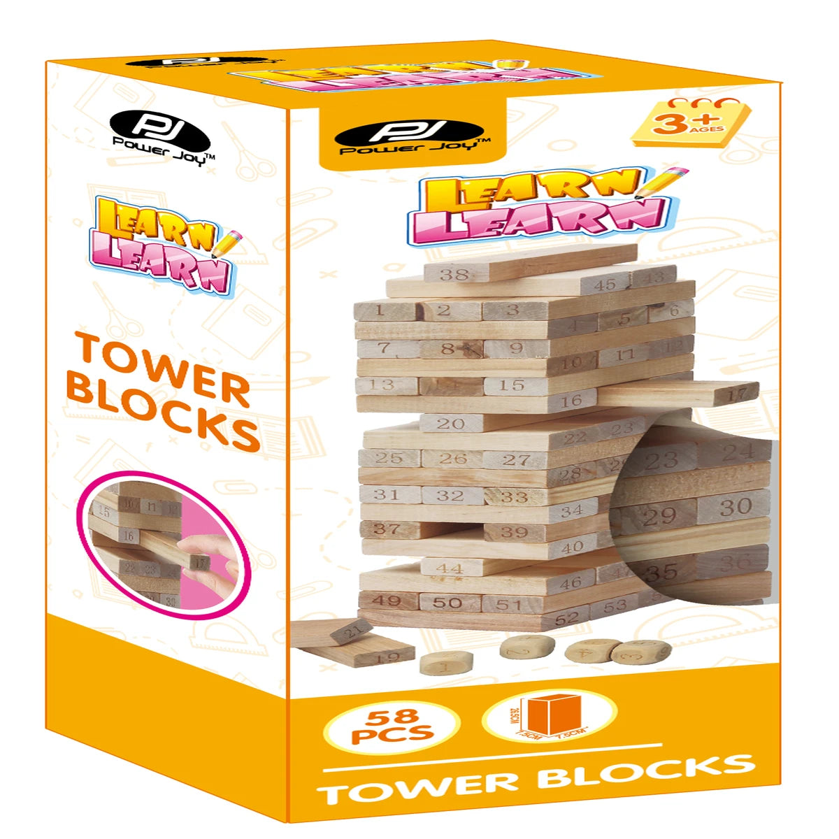 P.JOY WOODEN TOWER BLOCKS 54PCS 4DICES