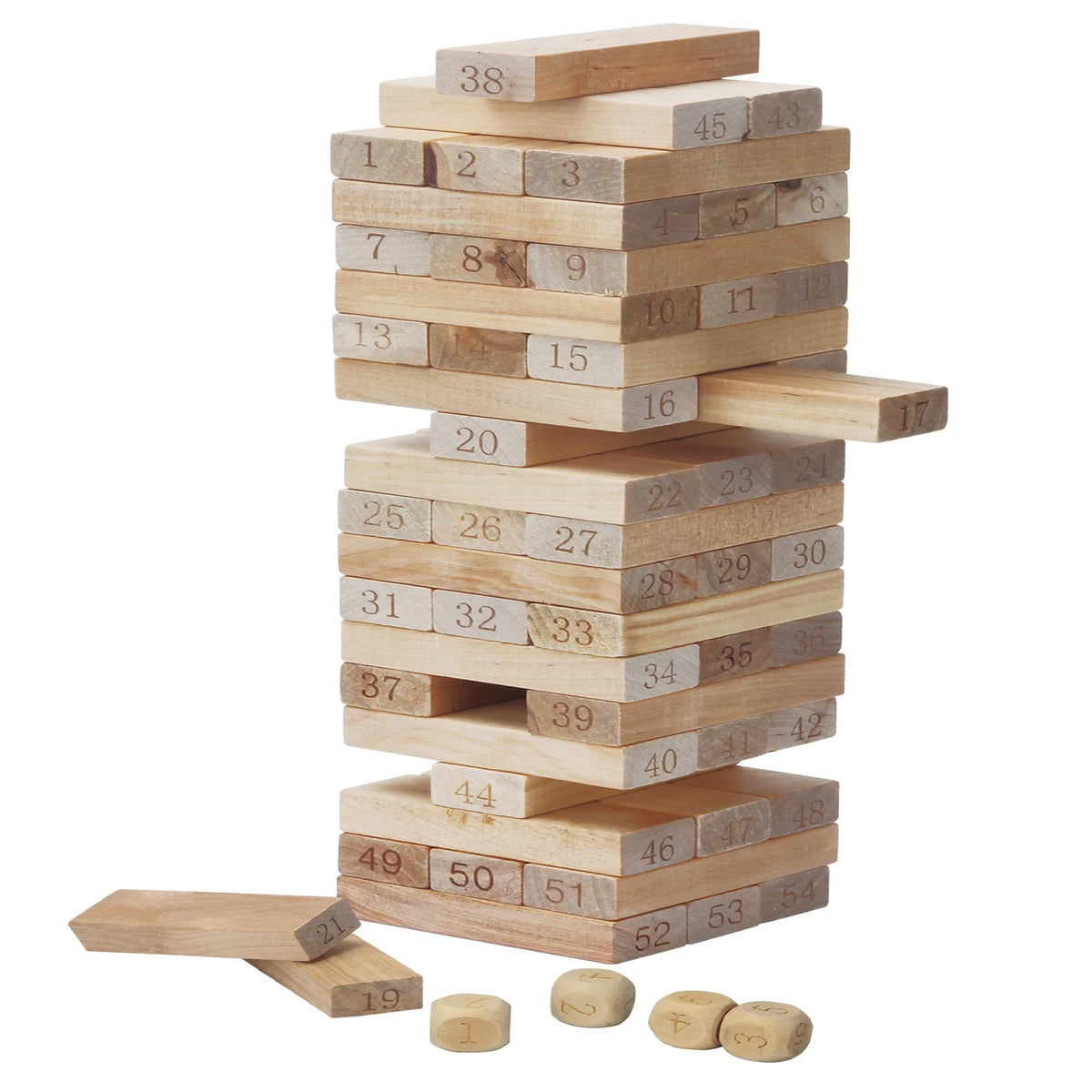 P.JOY WOODEN TOWER BLOCKS 54PCS 4DICES