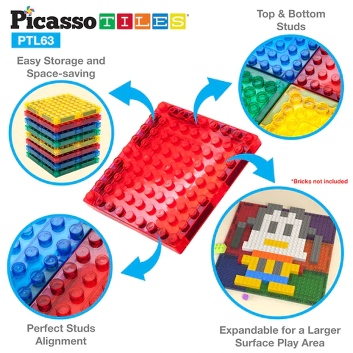 PICASSO MAGNETIC BRICKS+TILES 63PCS