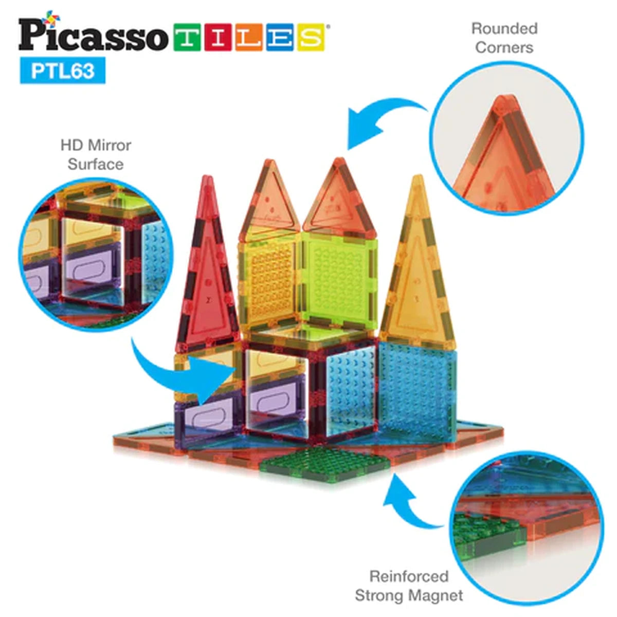 PICASSO MAGNETIC BRICKS+TILES 63PCS