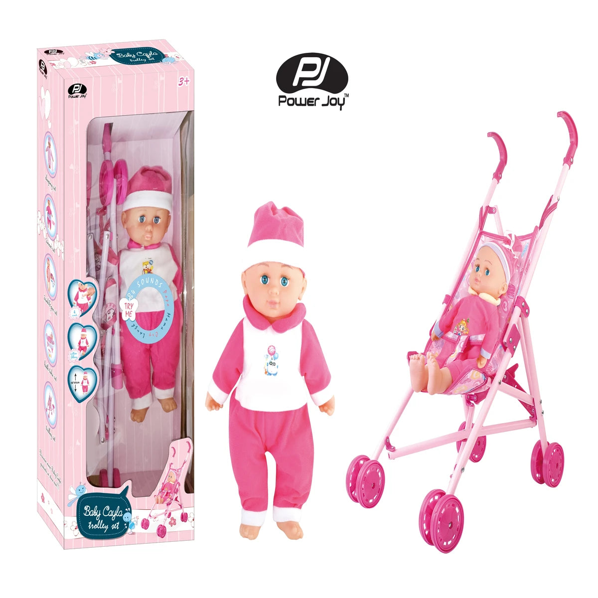 P.JOY BABY CAYLA TROLLEY W/DOLL 36CM