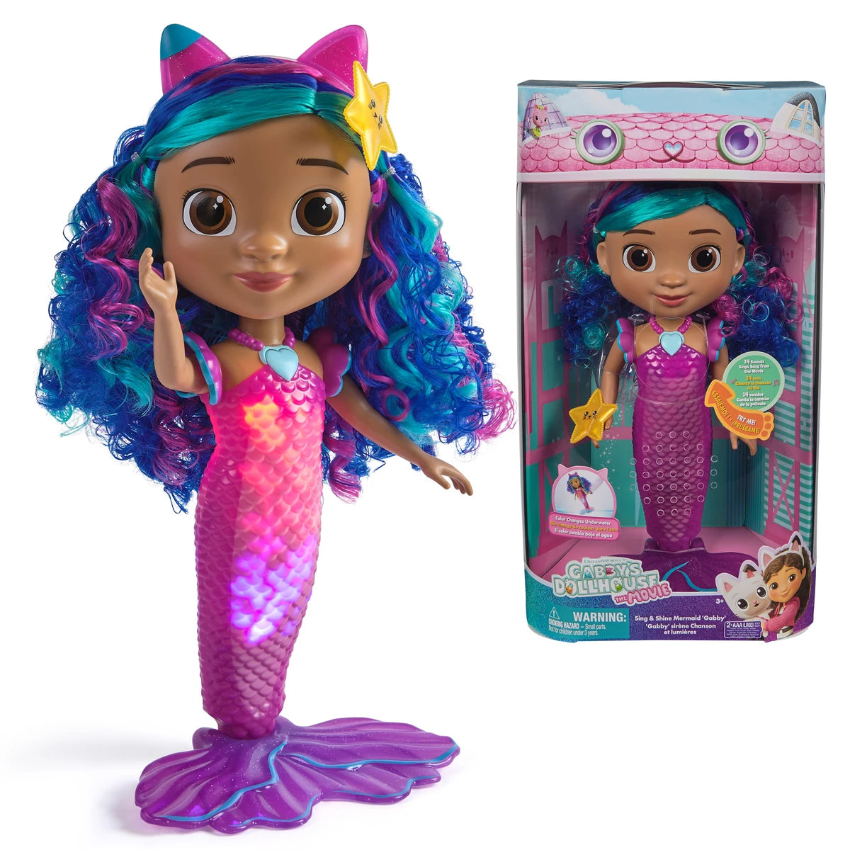 Gabby's DH Movie Sing & Shine Mermaid Doll w/Sounds